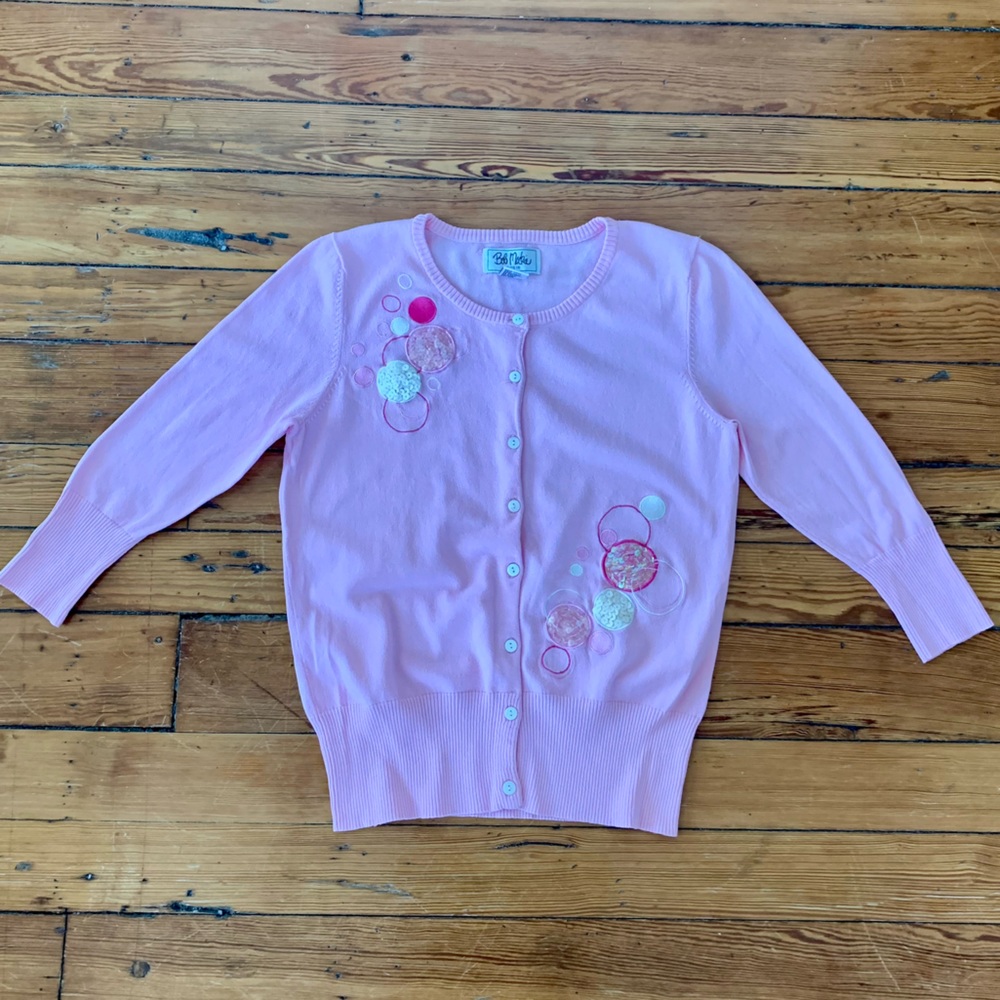 *vintage* Bob Mackie Studio Pink Circle Cardigan